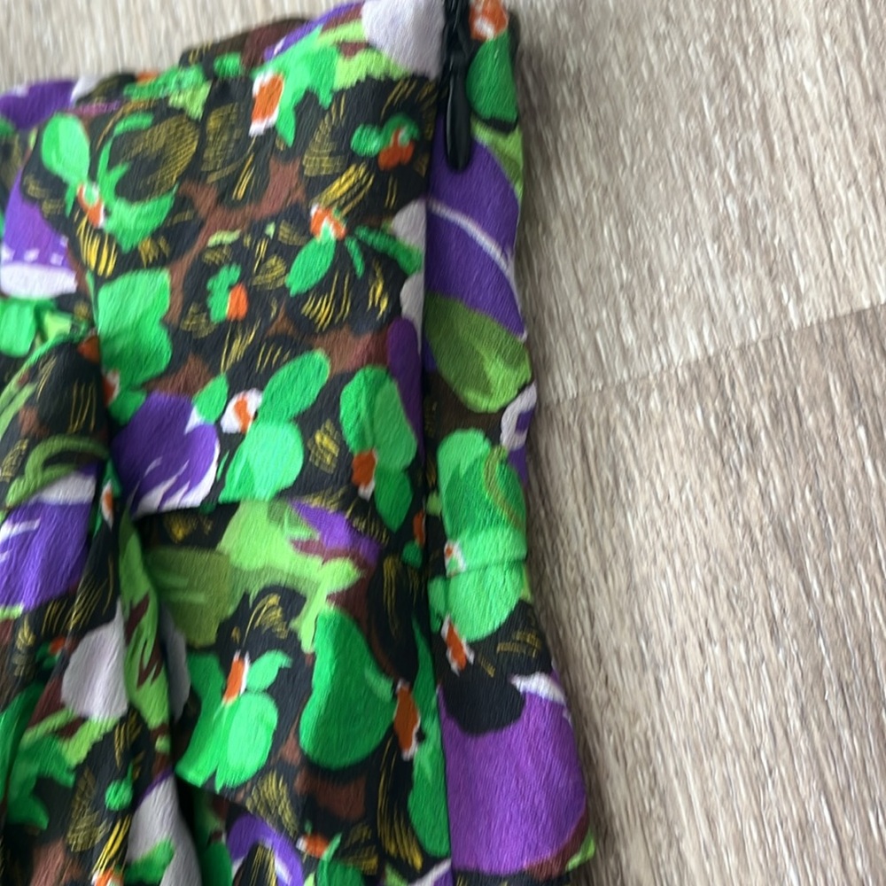 Zara Green Floral Ruched High-Waisted Mini Skirt Women’s Small NWOT - Picture 5 of 6